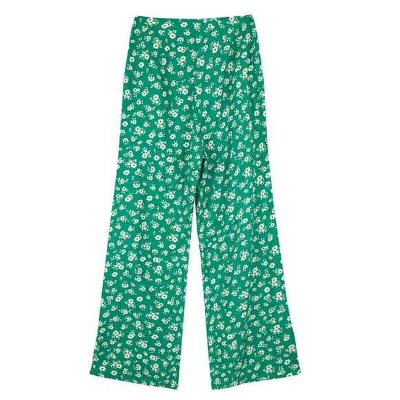 JOANIE CLOTHING Romily Ditsy Floral Print Wide Leg Trousers - Green - Picture 3 of 4